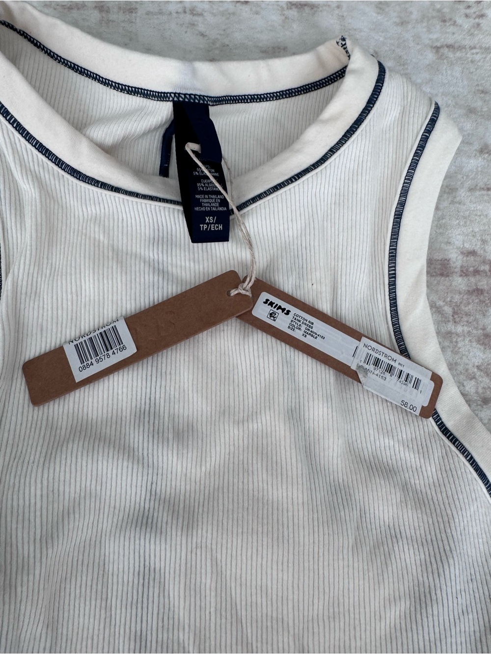 SKIMS White Ribbed Tank with Black Contrast Trim